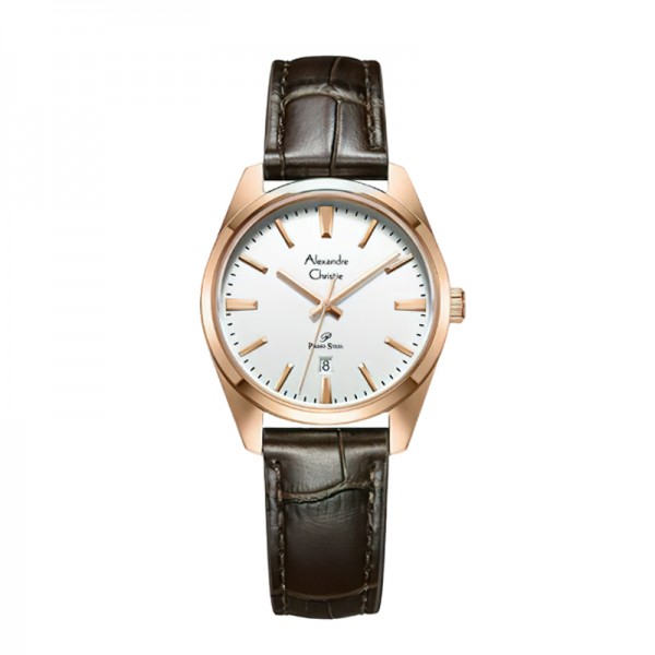 Alexandre Christie AC 1035 Rosegold White Leather Lady LDLRGSL